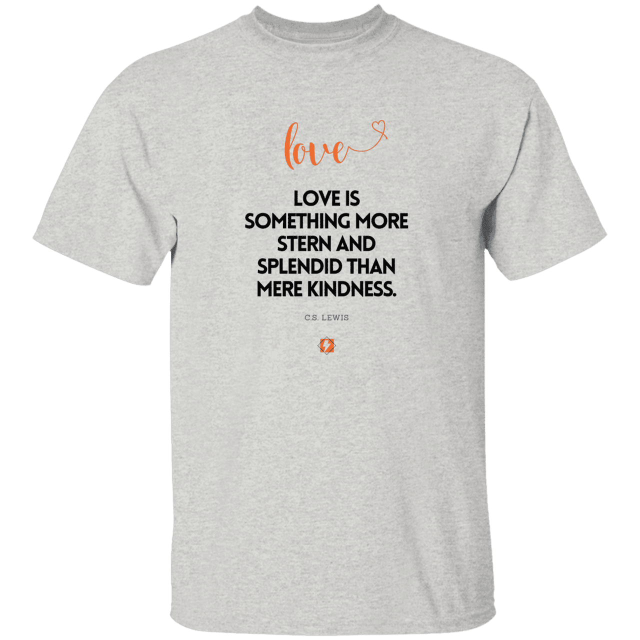 Men's T-Shirt Heavyweight G500 with inspiring CS Lewis quote: CS109 - Love is more than kindness - Color: Ash