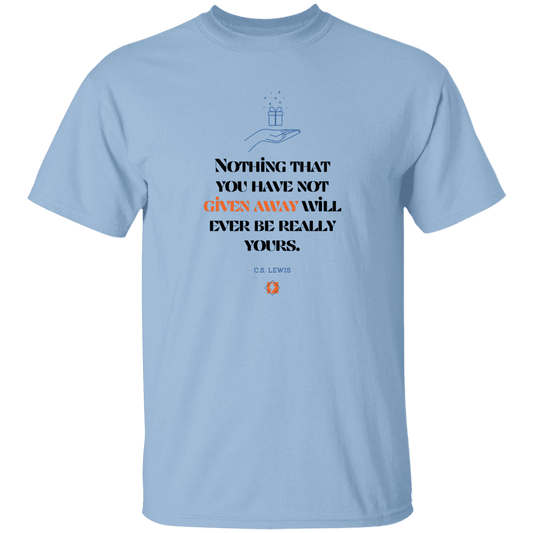 Men's T-Shirt Heavyweight G500 with inspiring CS Lewis quote: CS111 - Give away to possess it - Color: Light Blue