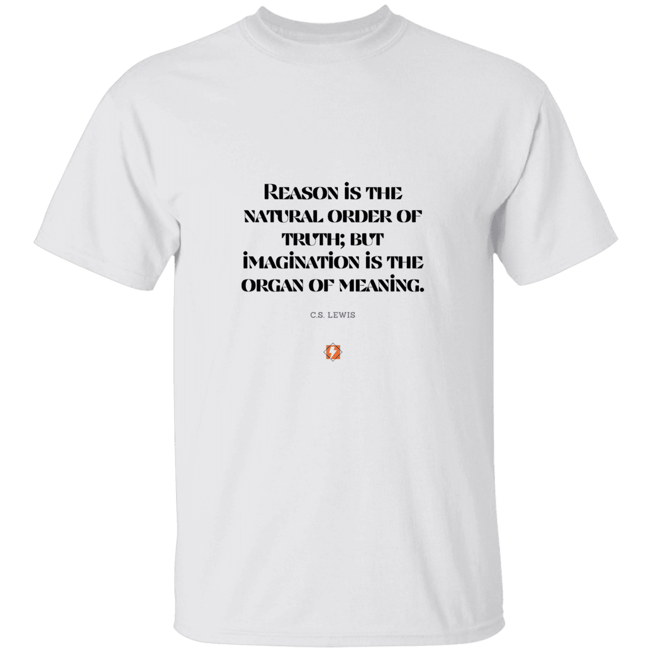 Men's T-Shirt Heavyweight G500 with inspiring CS Lewis quote: CS113 - Truth and meaning require reason and imagination - Color: White