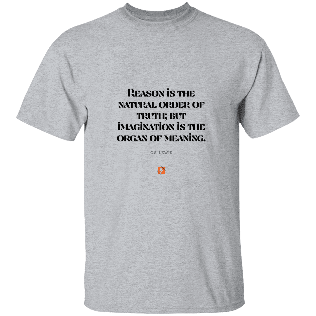 Men's T-Shirt Heavyweight G500 with inspiring CS Lewis quote: CS113 - Truth and meaning require reason and imagination - Color: Sport Grey