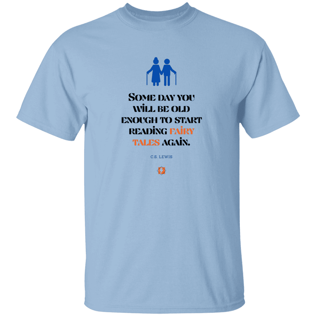 Men's T-Shirt Heavyweight G500 with inspiring CS Lewis quote: CS114 - Fairy tales for the old - Color: Light Blue