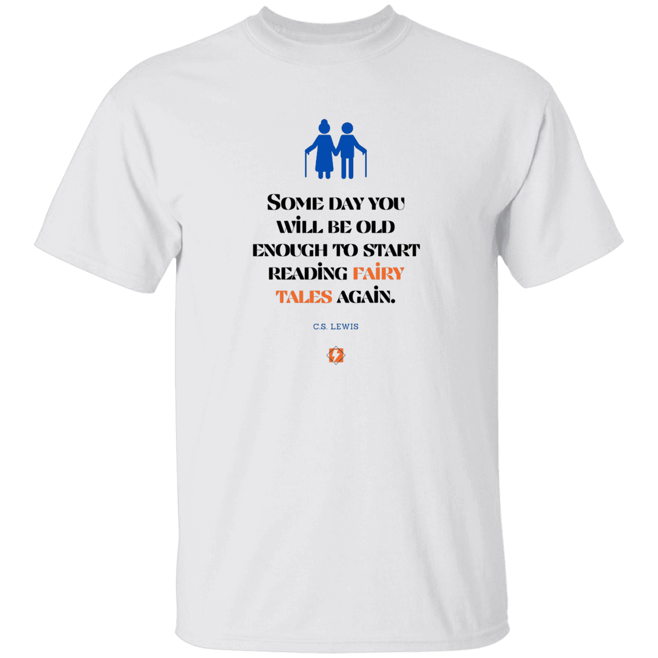 Men's T-Shirt Heavyweight G500 with inspiring CS Lewis quote: CS114 - Fairy tales for the old - Color: White