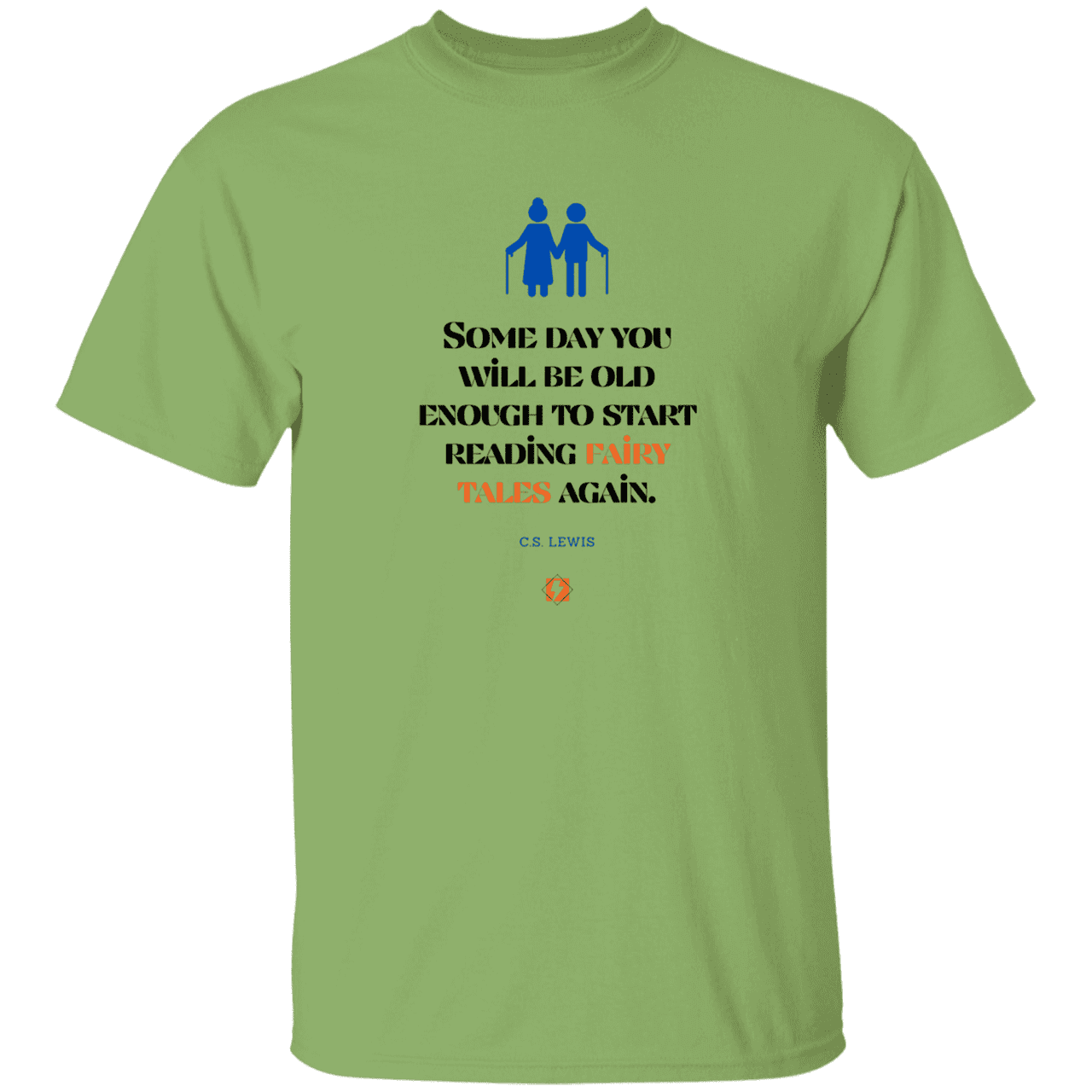 Men's T-Shirt Heavyweight G500 with inspiring CS Lewis quote: CS114 - Fairy tales for the old - Color: Kiwi