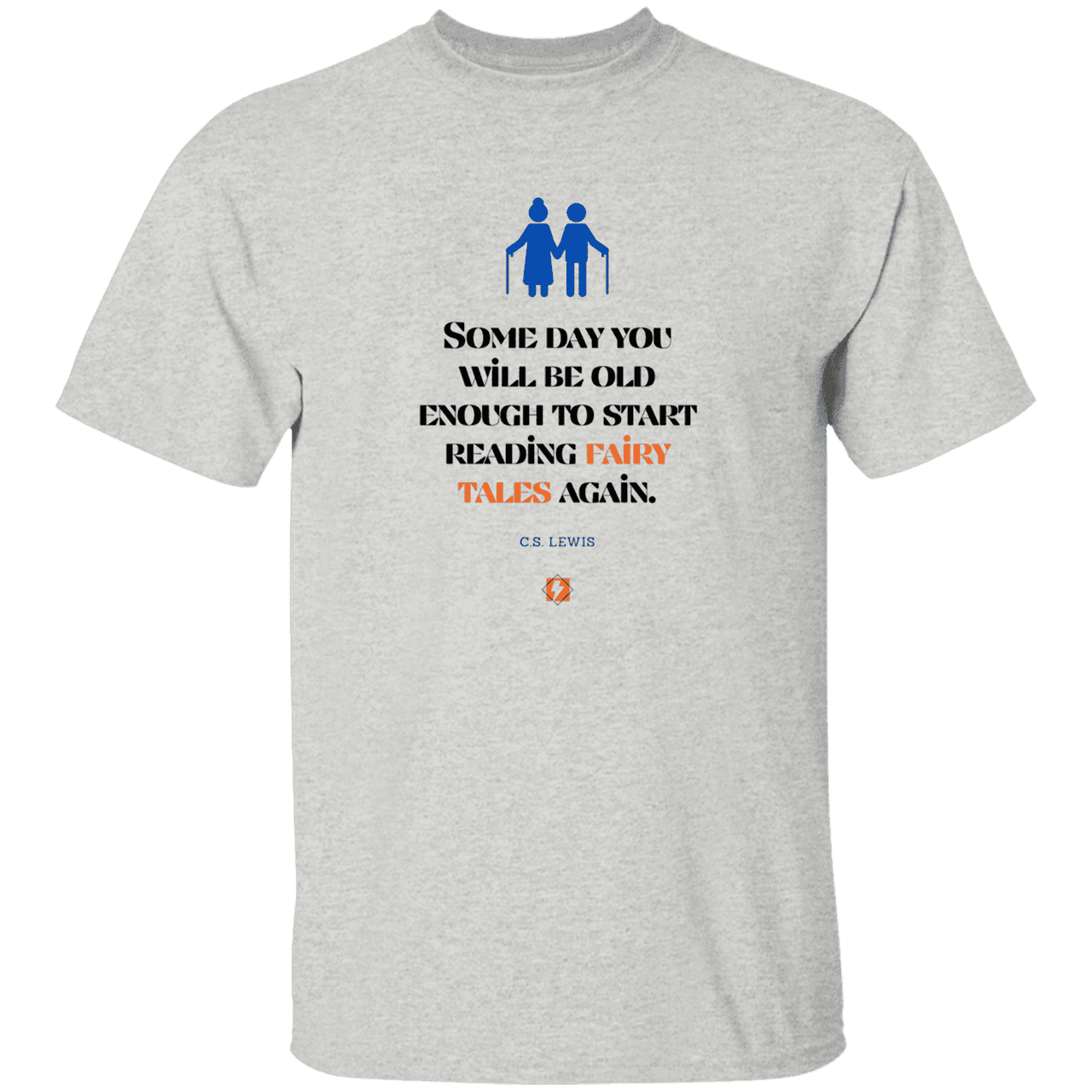 Men's T-Shirt Heavyweight G500 with inspiring CS Lewis quote: CS114 - Fairy tales for the old - Color: Ash