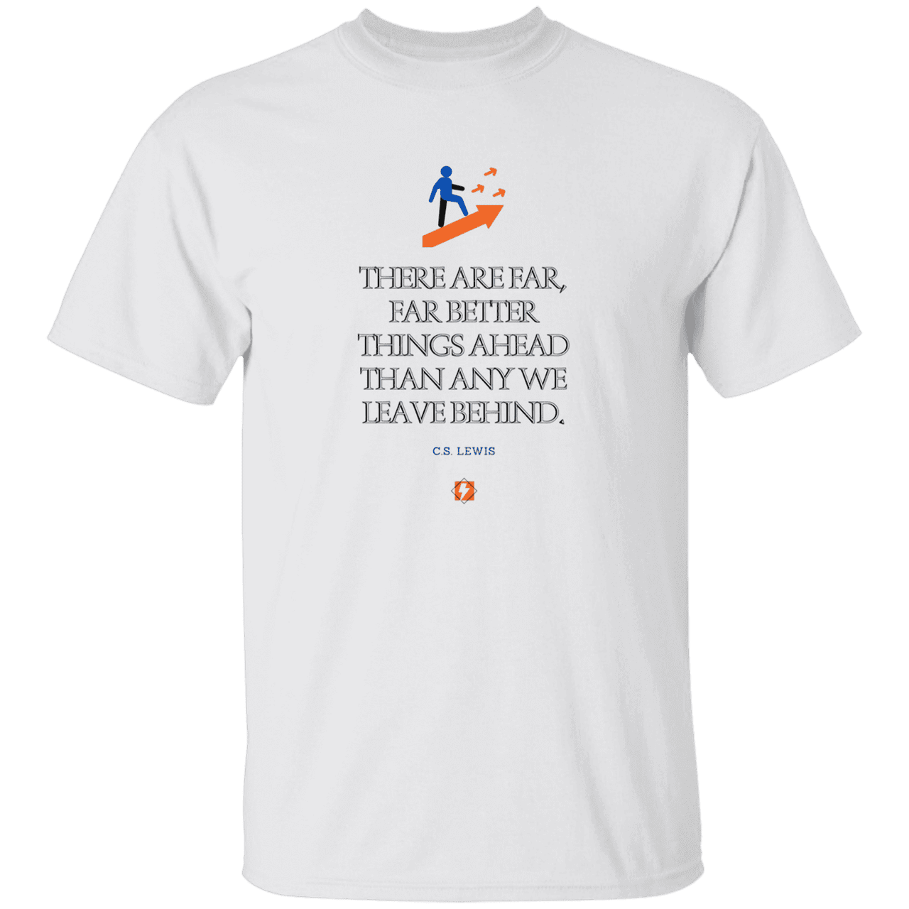 Men's T-Shirt Heavyweight G500 with inspiring CS Lewis quote: CS115 - Better things ahead than behind - Color: White