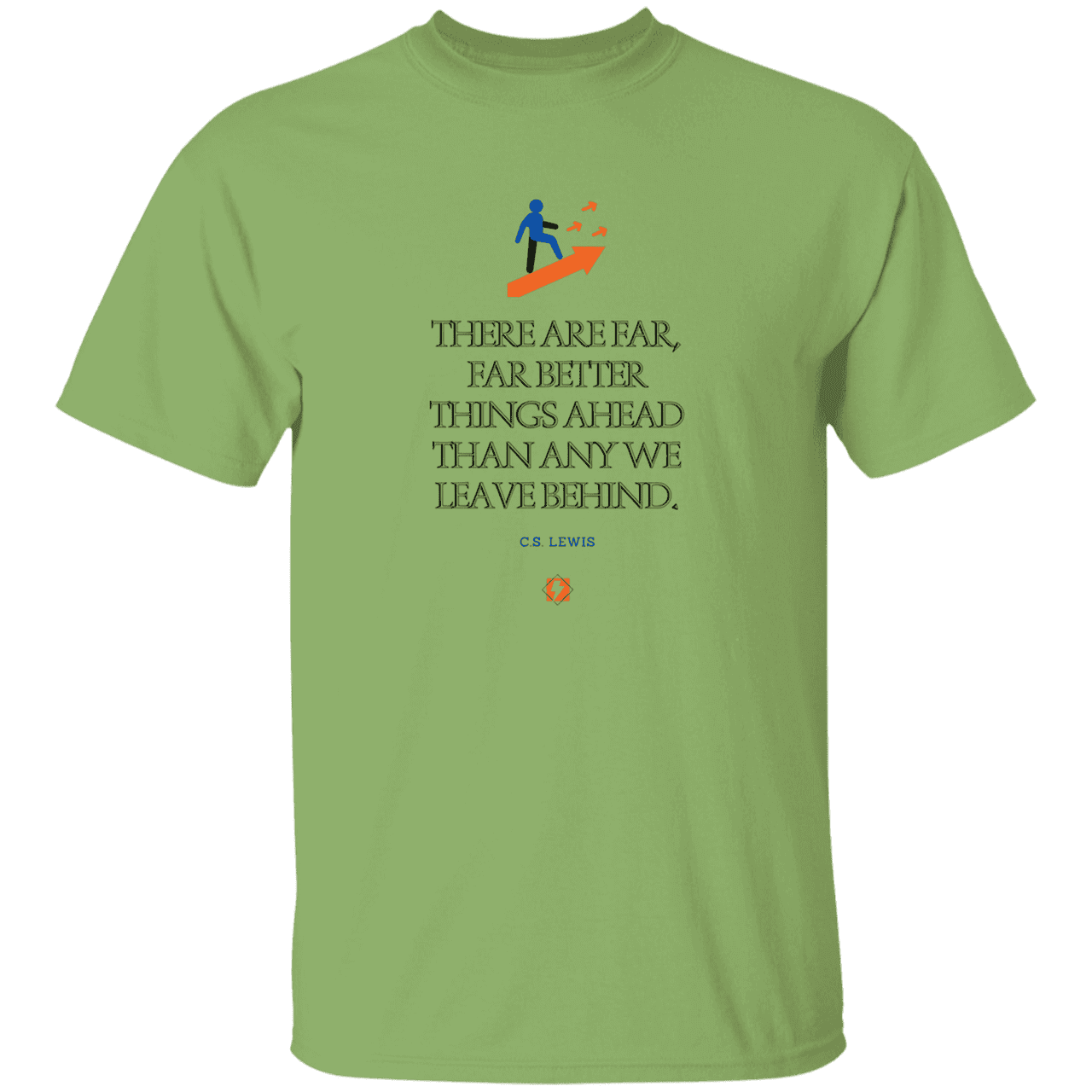 Men's T-Shirt Heavyweight G500 with inspiring CS Lewis quote: CS115 - Better things ahead than behind - Color: Kiwi