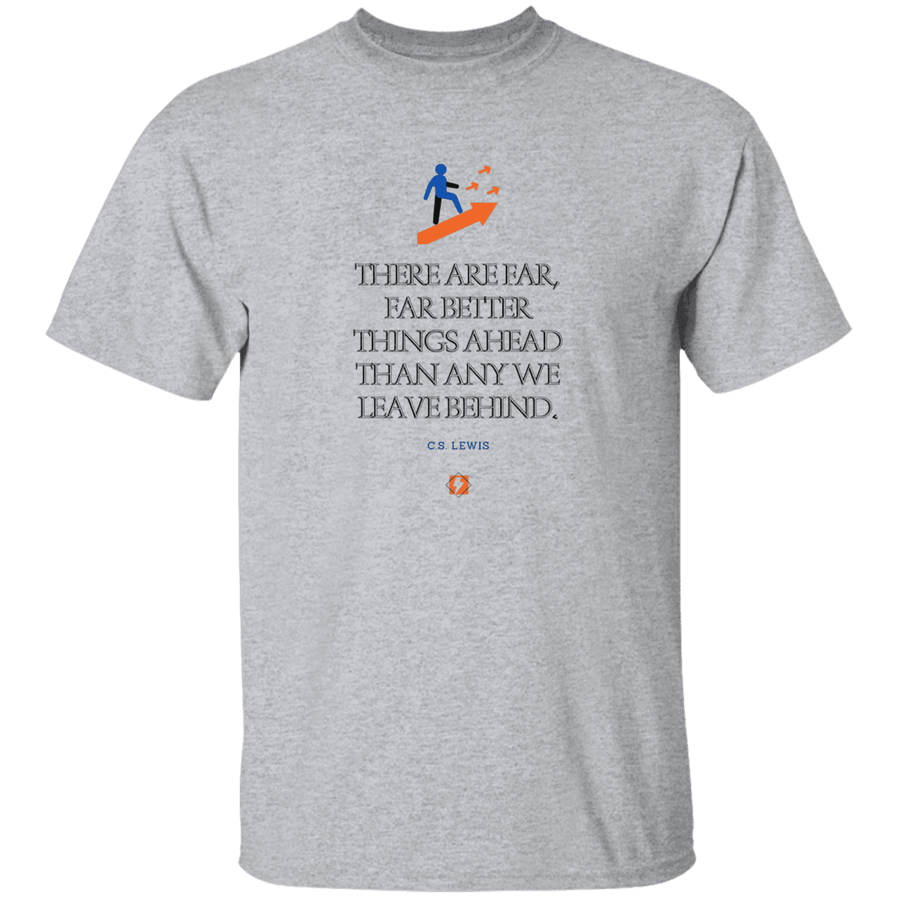 Men's T-Shirt Heavyweight G500 with inspiring CS Lewis quote: CS115 - Better things ahead than behind - Color: Sport Grey