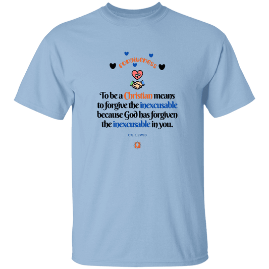 Men's T-Shirt Heavyweight G500 with inspiring CS Lewis quote: CS116 - Forgive the inexcusable - Color: Light Blue