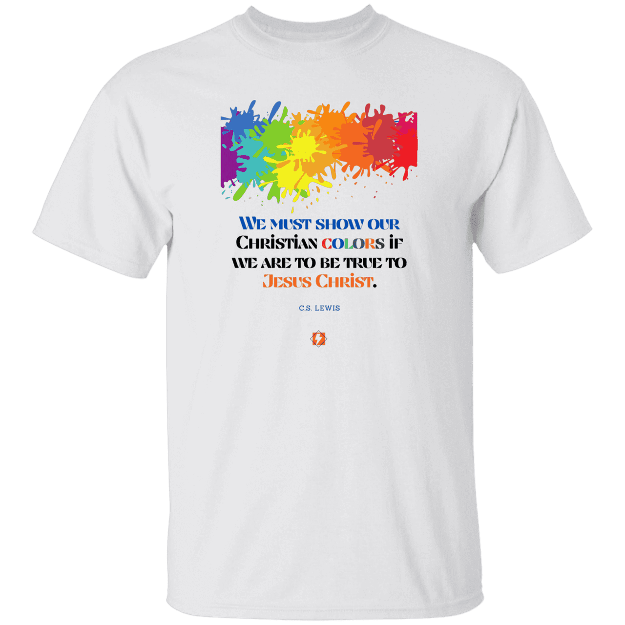 Men's T-Shirt Heavyweight G500 with inspiring CS Lewis quote: CS117 - Show your true Christian colors - Color: White