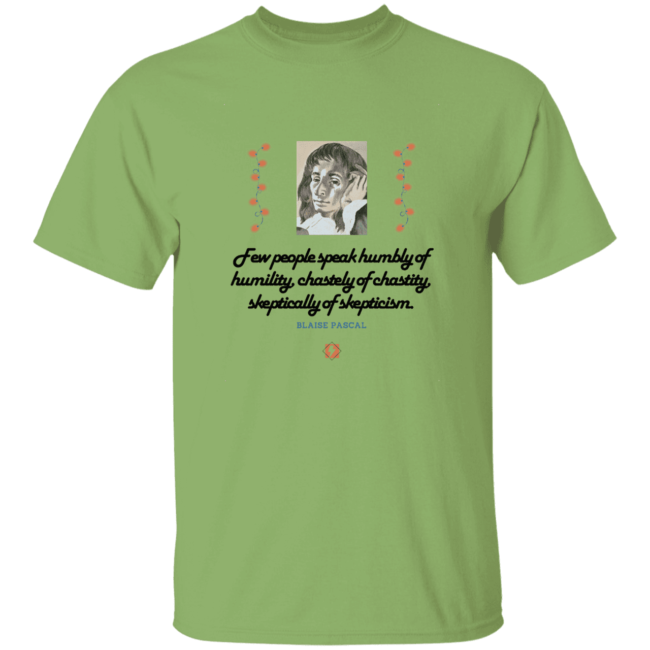 Men’s T-Shirt Heavyweight G500 with inspiring Pascal quote: BP102 - Self-awareness is a societal lack - Color: Kiwi