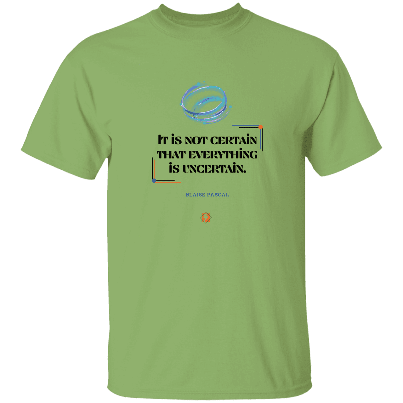 Men’s T-Shirt Heavyweight G500 with inspiring Pascal quote: BP104 - Probabilities apply everywhere - Color: Kiwi