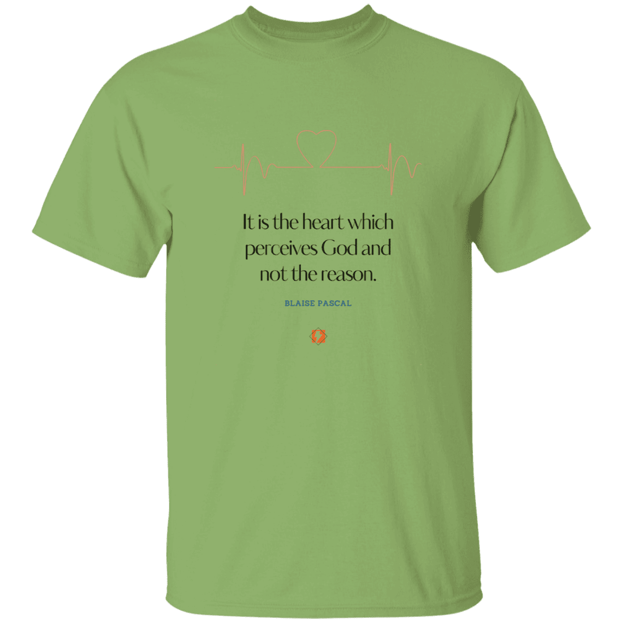 Men’s T-Shirt Heavyweight G500 with inspiring Pascal quote: BP105 - God is perceived in the heart - Color: Kiwi