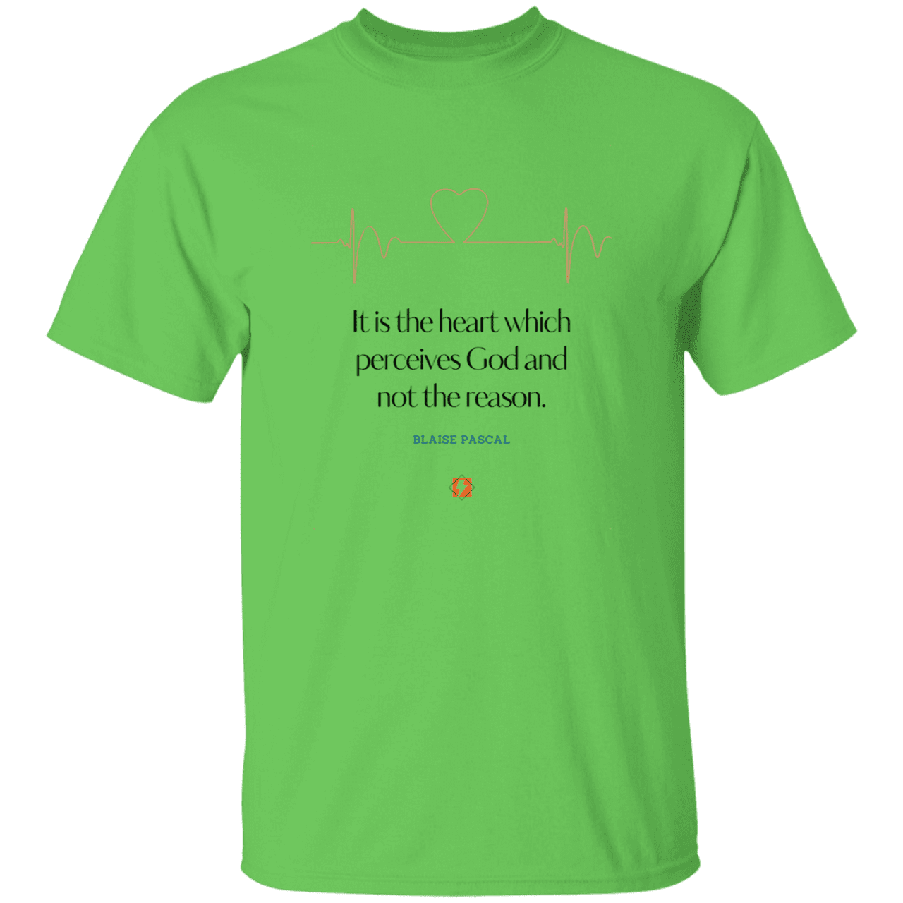 Men’s T-Shirt Heavyweight G500 with inspiring Pascal quote: BP105 - God is perceived in the heart - Color: Lime