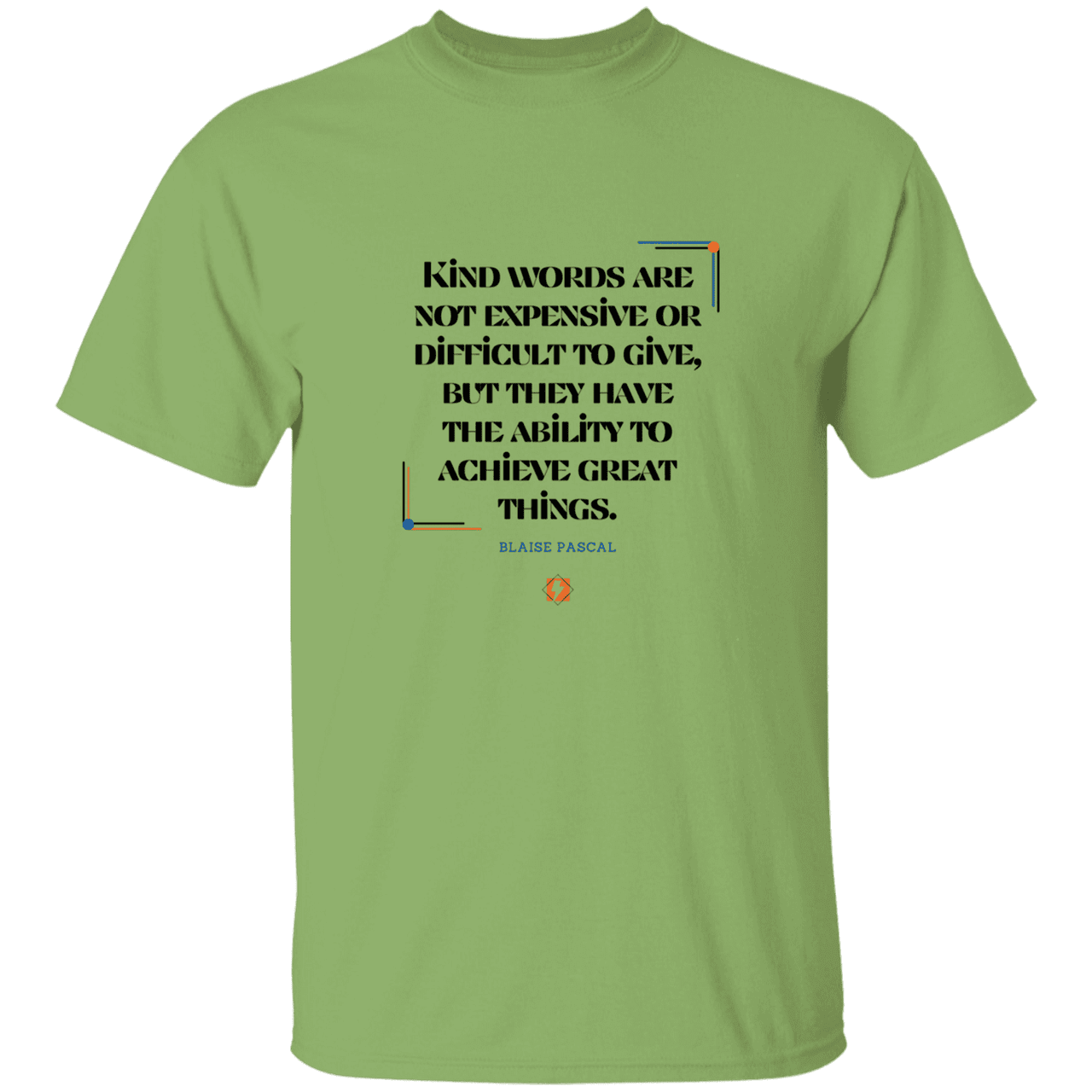 Men’s T-Shirt Heavyweight G500 with inspiring Pascal quote: BP106 - Kind words achieve great things - Color: Kiwi