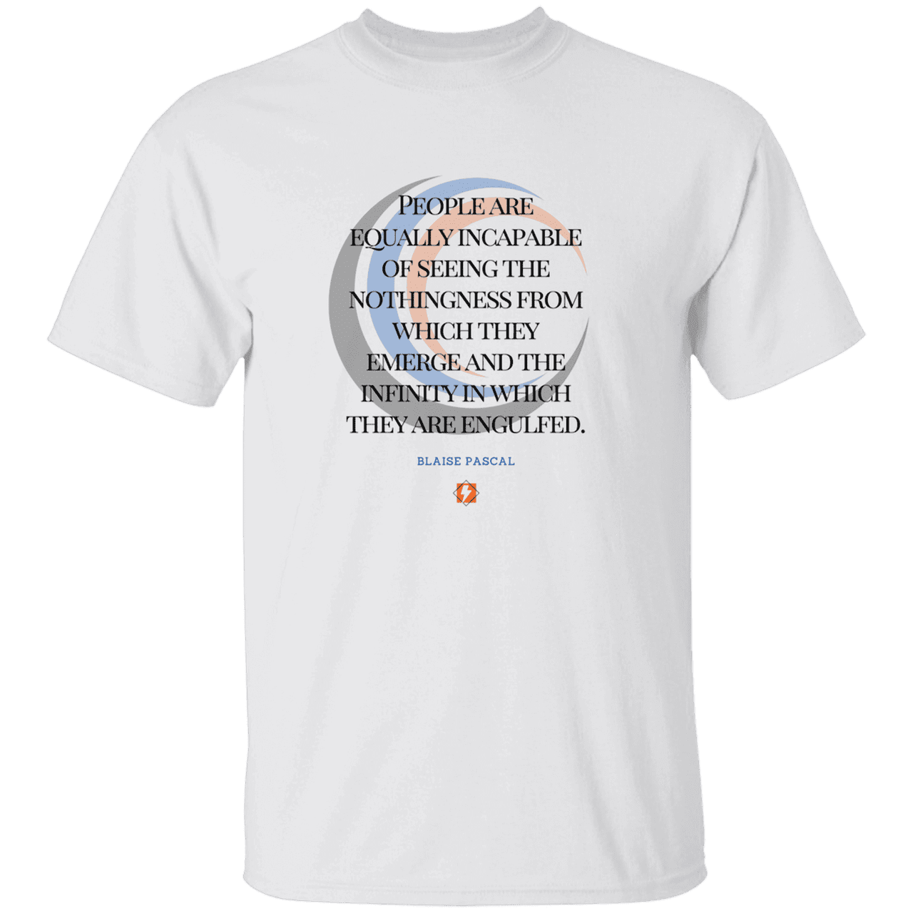 Men’s T-Shirt Heavyweight G500 with inspiring Pascal quote: BP107 - One cannot square up nothingness and infinity - Color: White