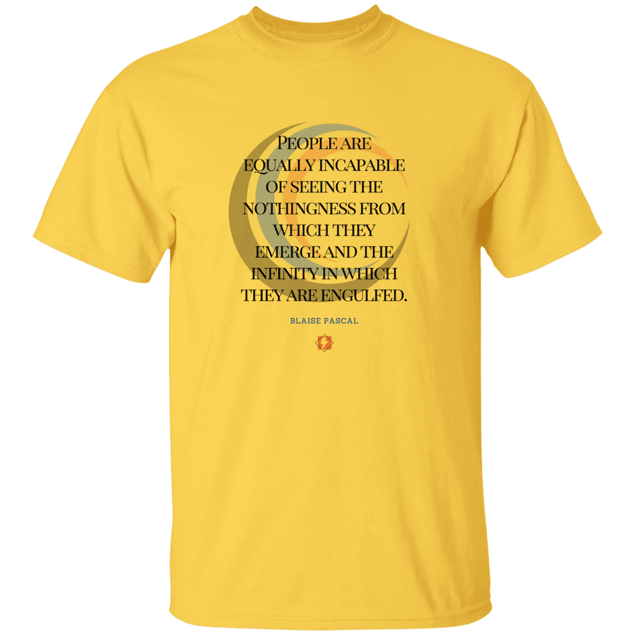 Men’s T-Shirt Heavyweight G500 with inspiring Pascal quote: BP107 - One cannot square up nothingness and infinity - Color: Daisy