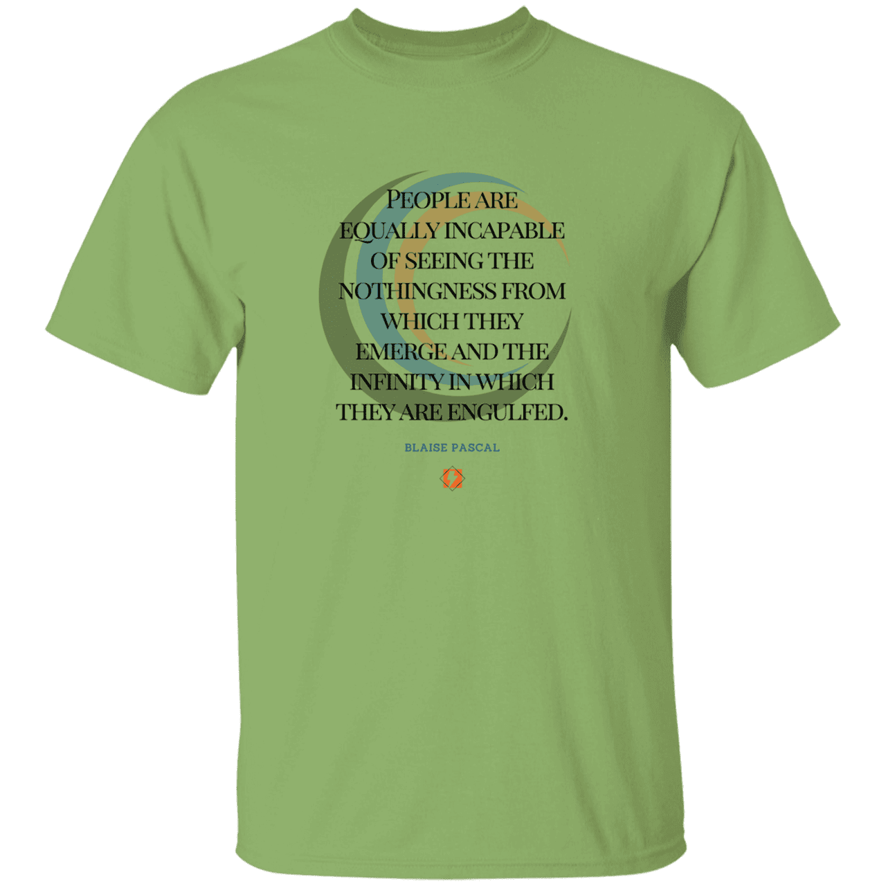 Men’s T-Shirt Heavyweight G500 with inspiring Pascal quote: BP107 - One cannot square up nothingness and infinity - Color: Kiwi