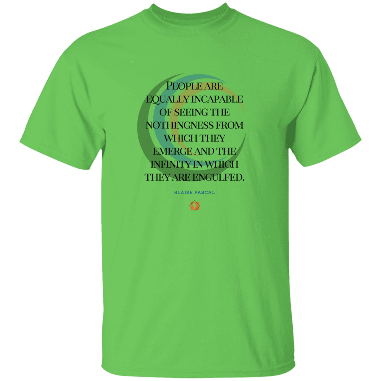 Men’s T-Shirt Heavyweight G500 with inspiring Pascal quote: BP107 - One cannot square up nothingness and infinity - Color: Lime