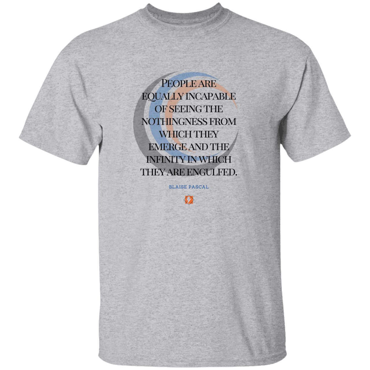 Men’s T-Shirt Heavyweight G500 with inspiring Pascal quote: BP107 - One cannot square up nothingness and infinity - Color: Sport Grey