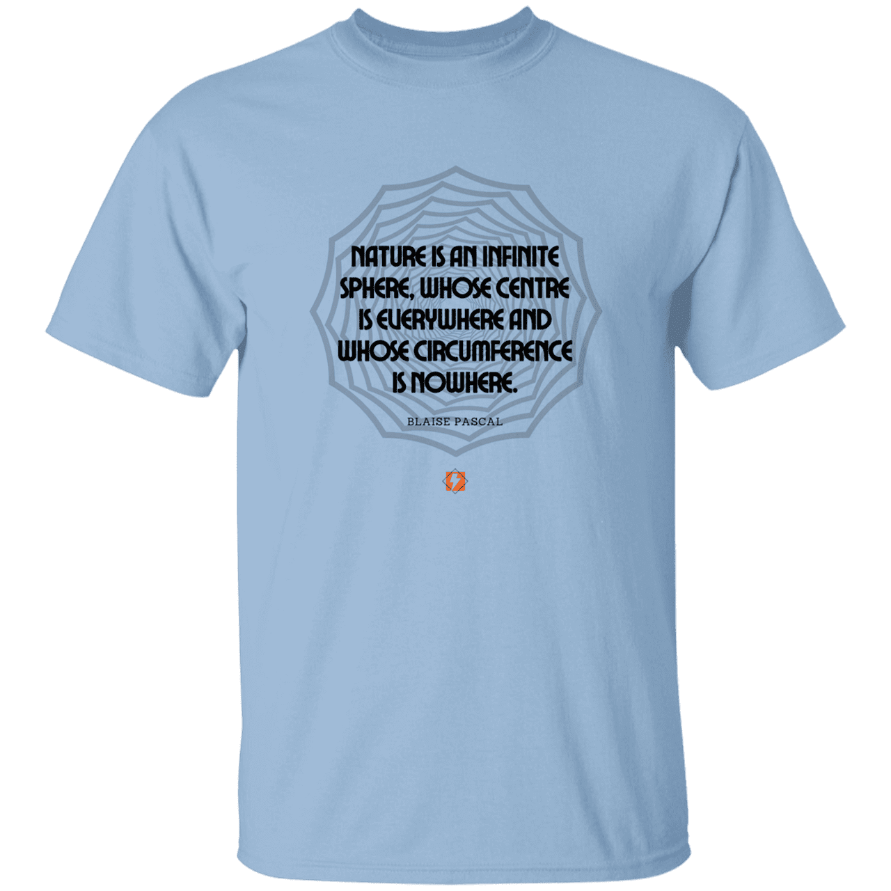 Men’s T-Shirt Heavyweight G500 with inspiring Pascal quote: BP108 - Nature is unfathomable - Color: Light Blue