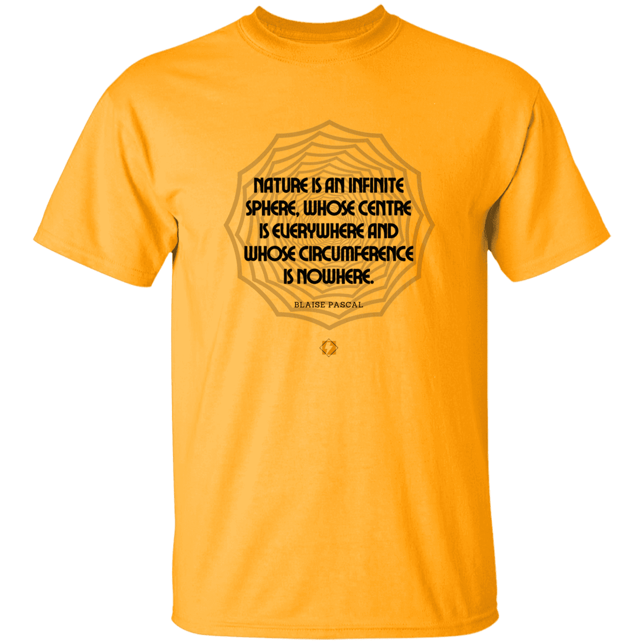 Men’s T-Shirt Heavyweight G500 with inspiring Pascal quote: BP108 - Nature is unfathomable - Color: Gold