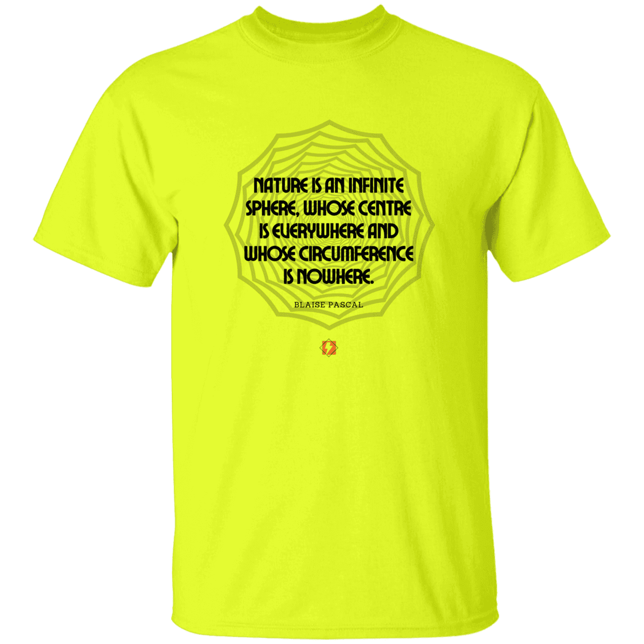 Men’s T-Shirt Heavyweight G500 with inspiring Pascal quote: BP108 - Nature is unfathomable - Color: Safety Green