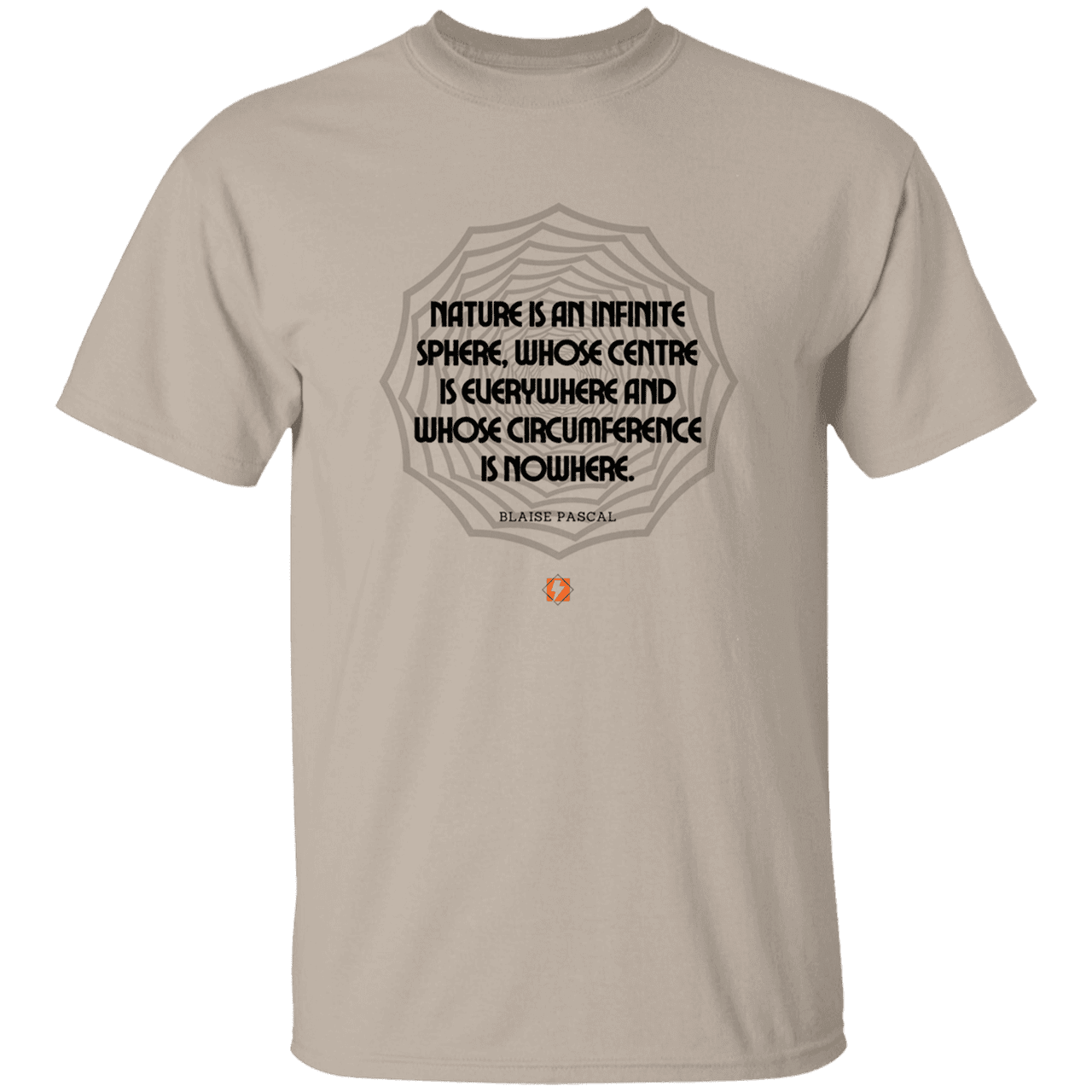 Men’s T-Shirt Heavyweight G500 with inspiring Pascal quote: BP108 - Nature is unfathomable - Color: Sand