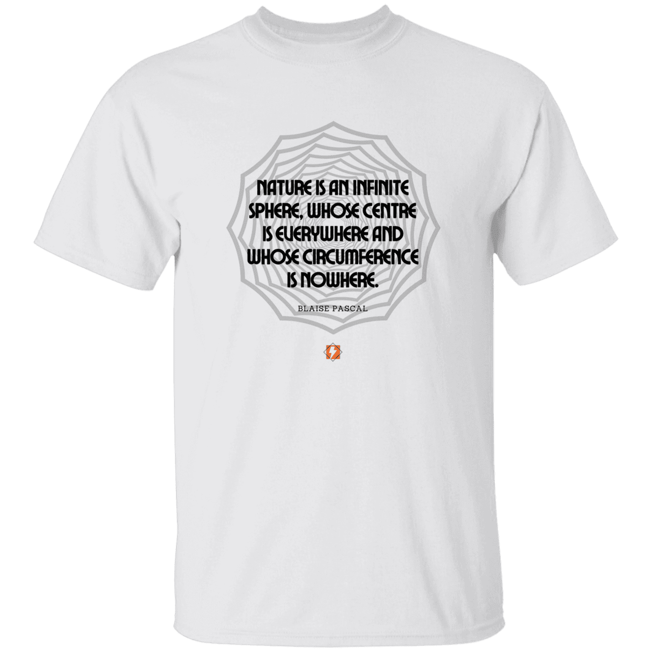 Men’s T-Shirt Heavyweight G500 with inspiring Pascal quote: BP108 - Nature is unfathomable - Color: White