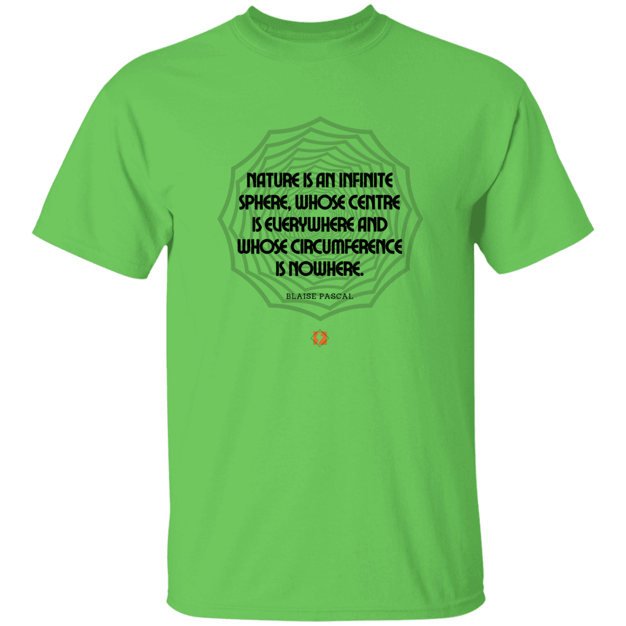 Men’s T-Shirt Heavyweight G500 with inspiring Pascal quote: BP108 - Nature is unfathomable - Color: Lime