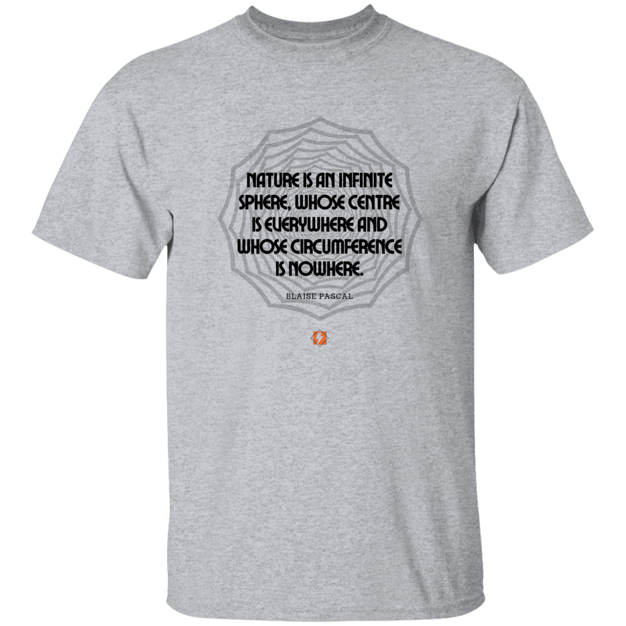 Men’s T-Shirt Heavyweight G500 with inspiring Pascal quote: BP108 - Nature is unfathomable - Color: Sport Grey