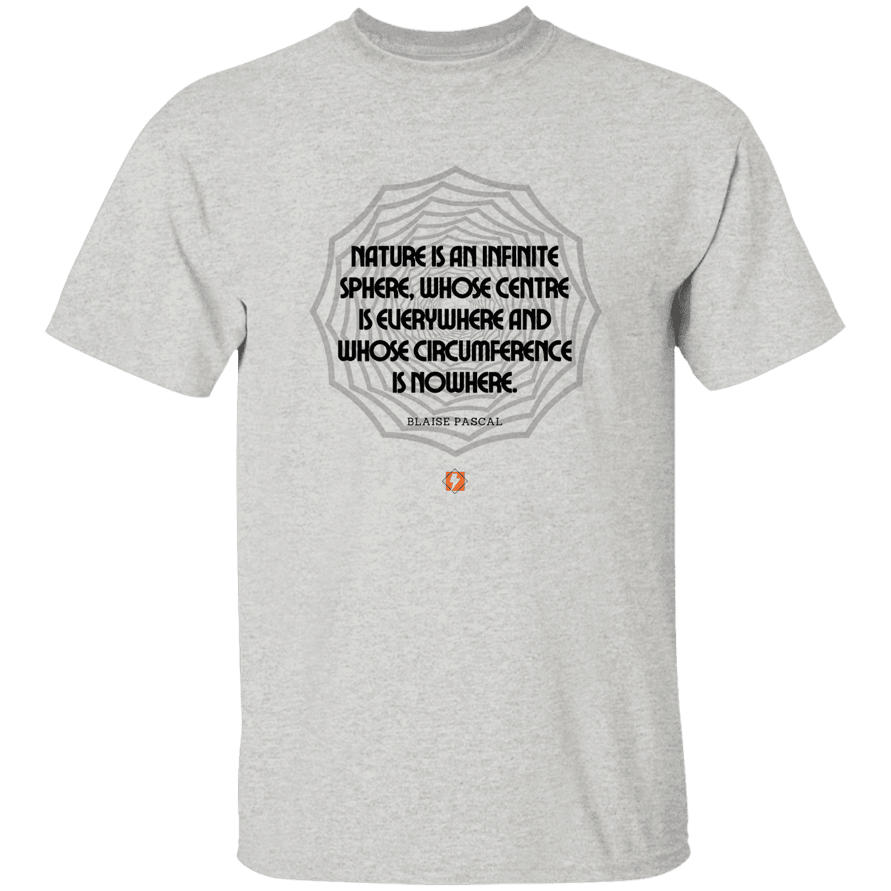 Men’s T-Shirt Heavyweight G500 with inspiring Pascal quote: BP108 - Nature is unfathomable - Color: Ash