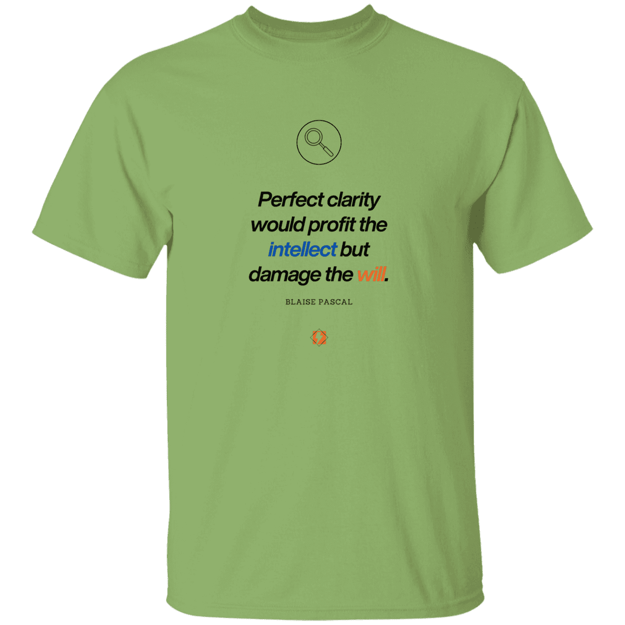 Men’s T-Shirt Heavyweight G500 with inspiring Pascal quote: BP109 - Clarity sometimes leads to inaction - Color: Kiwi