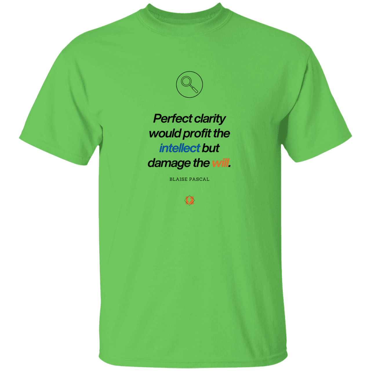 Men’s T-Shirt Heavyweight G500 with inspiring Pascal quote: BP109 - Clarity sometimes leads to inaction - Color: Lime