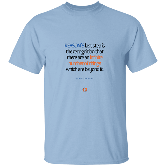 Men’s T-Shirt Heavyweight G500 with inspiring Pascal quote: BP110 - Reason is limited - Color: Light Blue