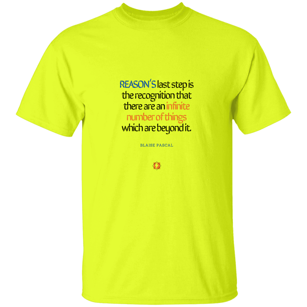 Men’s T-Shirt Heavyweight G500 with inspiring Pascal quote: BP110 - Reason is limited - Color: Safety Green