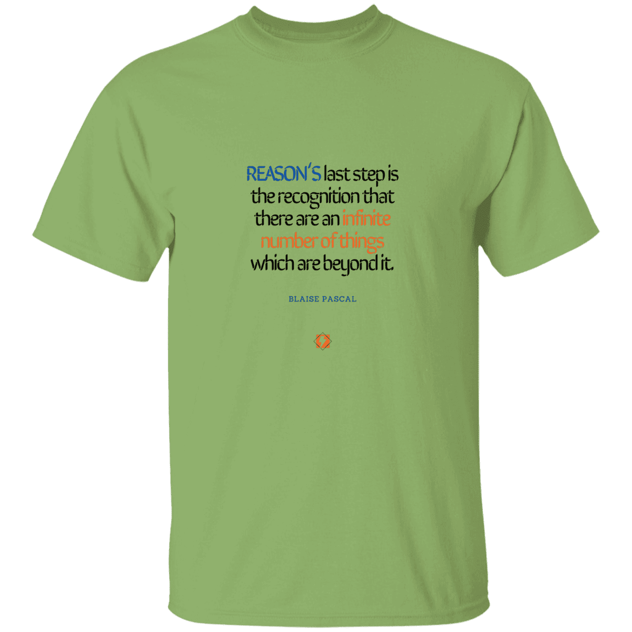 Men’s T-Shirt Heavyweight G500 with inspiring Pascal quote: BP110 - Reason is limited - Color: Kiwi