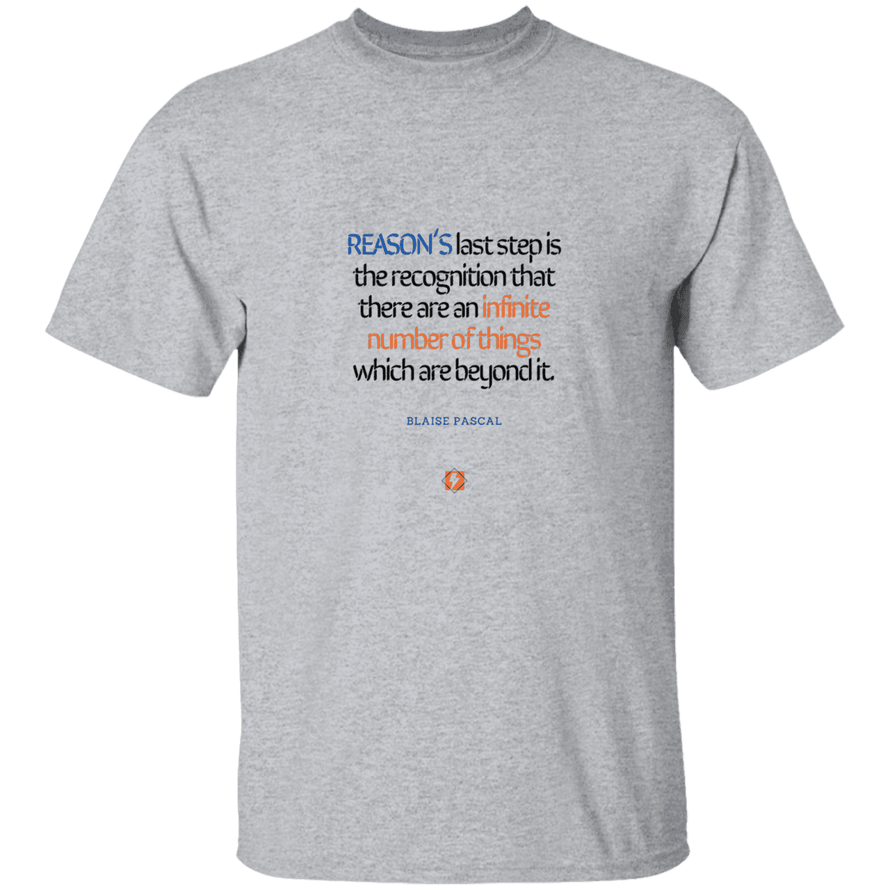 Men’s T-Shirt Heavyweight G500 with inspiring Pascal quote: BP110 - Reason is limited - Color: Sport Grey