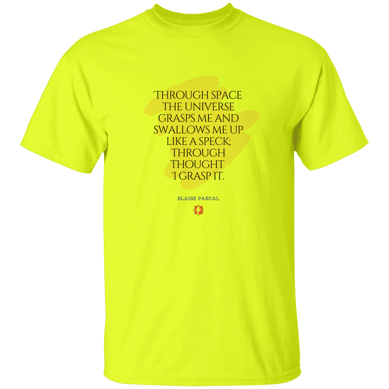 Men’s T-Shirt Heavyweight G500 with inspiring Pascal quote: BP113 - Thought transcends space, matter and time - Color: Safety Green