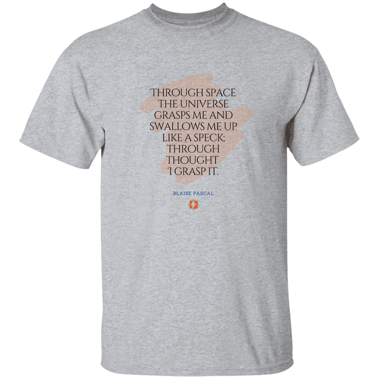 Men’s T-Shirt Heavyweight G500 with inspiring Pascal quote: BP113 - Thought transcends space, matter and time - Color: Sport Grey