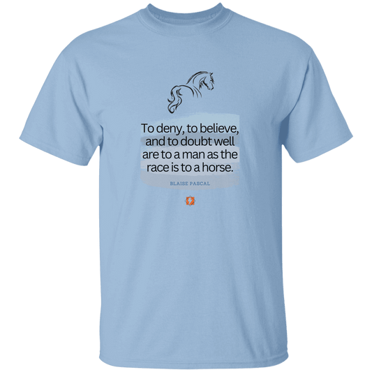 Men’s T-Shirt Heavyweight G500 with inspiring Pascal quote: BP114 - People's minds are like horses - Color: Light Blue