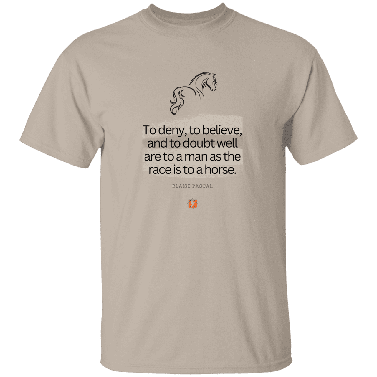 Men’s T-Shirt Heavyweight G500 with inspiring Pascal quote: BP114 - People's minds are like horses - Color: Sand