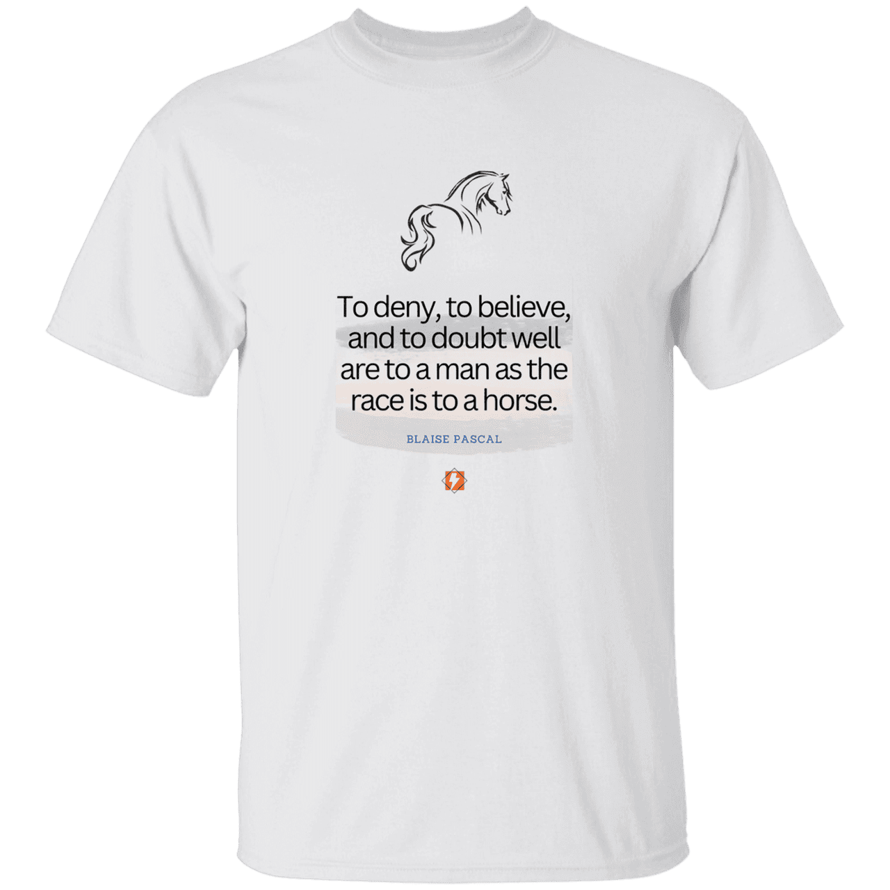 Men’s T-Shirt Heavyweight G500 with inspiring Pascal quote: BP114 - People's minds are like horses - Color: White