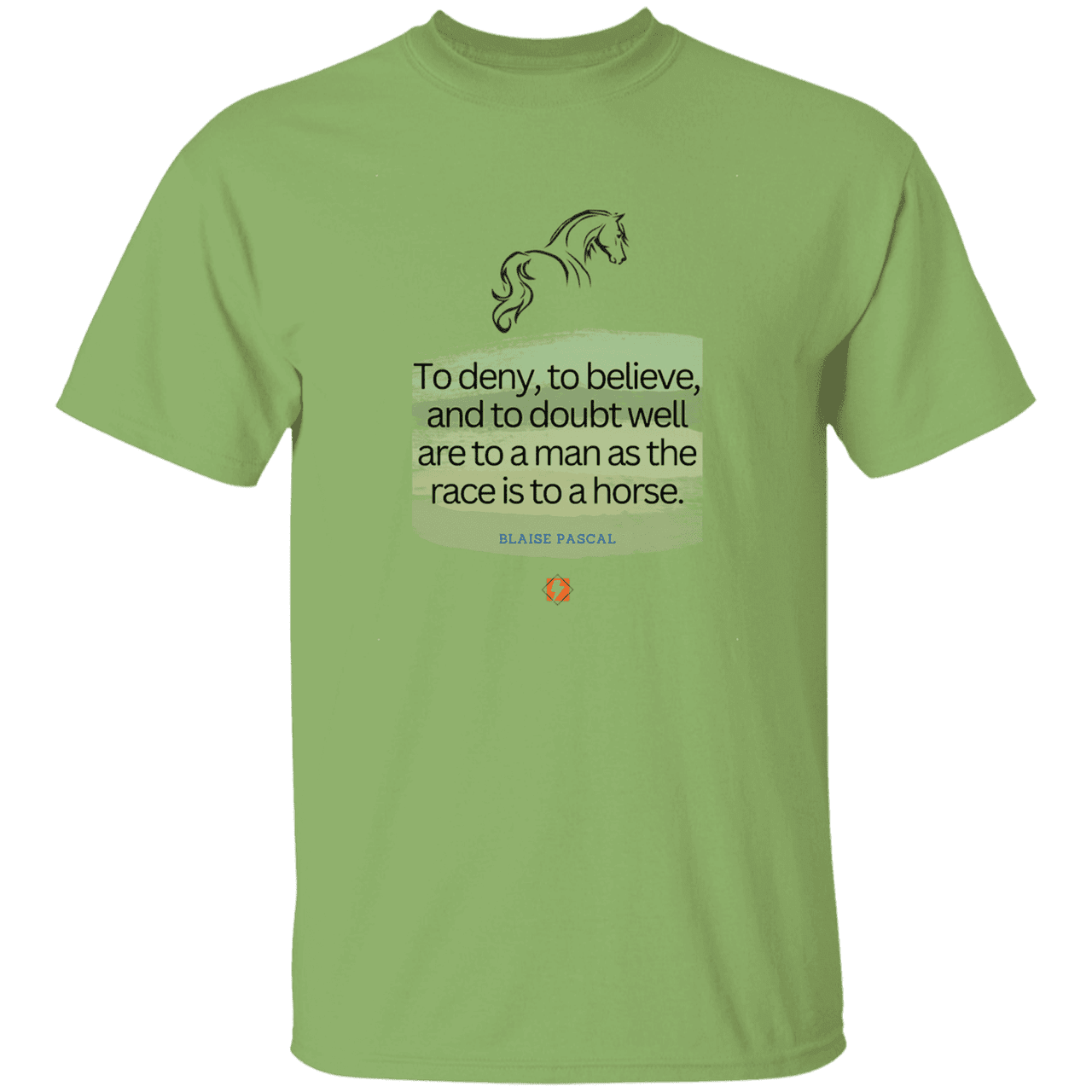 Men’s T-Shirt Heavyweight G500 with inspiring Pascal quote: BP114 - People's minds are like horses - Color: Kiwi