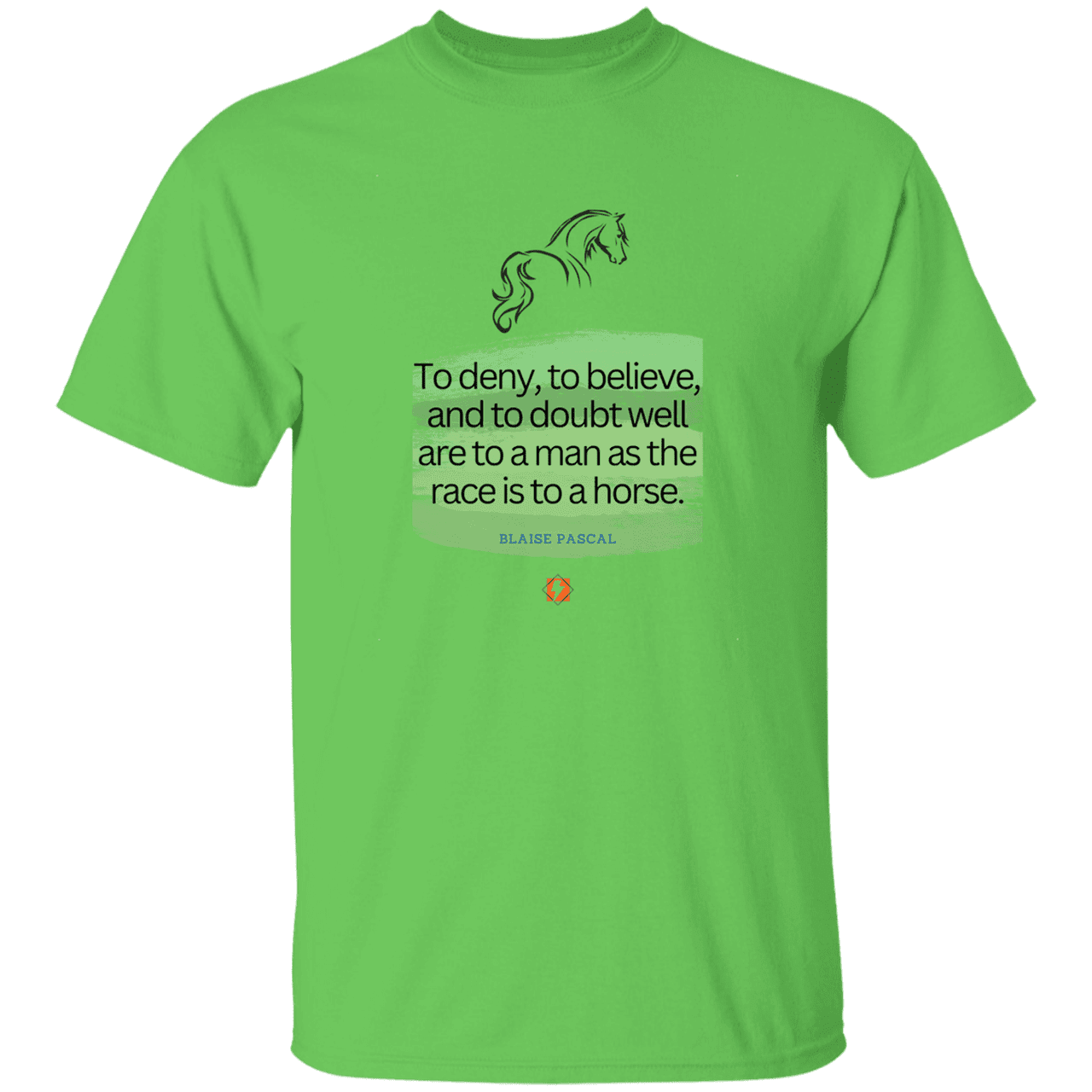 Men’s T-Shirt Heavyweight G500 with inspiring Pascal quote: BP114 - People's minds are like horses - Color: Lime