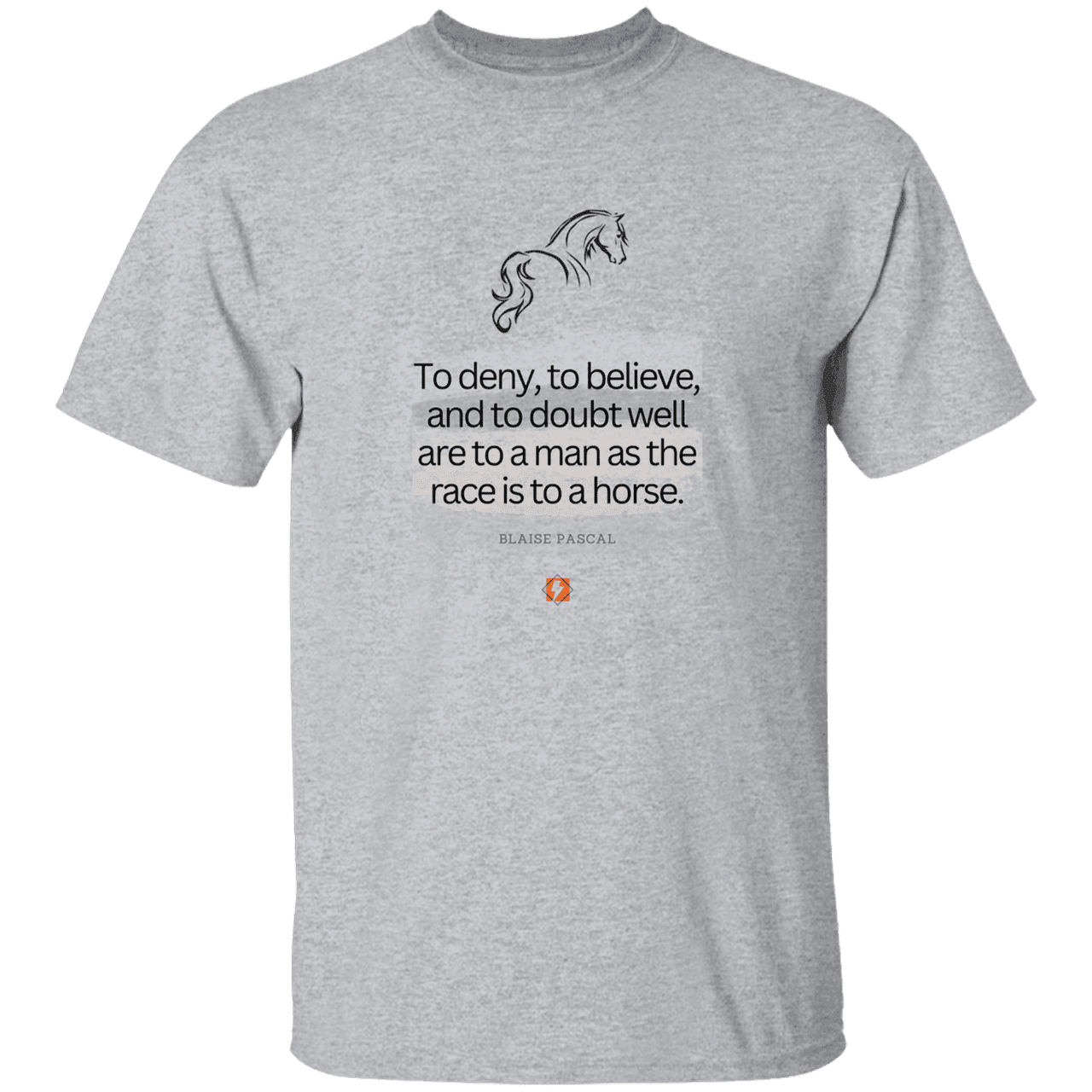 Men’s T-Shirt Heavyweight G500 with inspiring Pascal quote: BP114 - People's minds are like horses - Color: Sport Grey