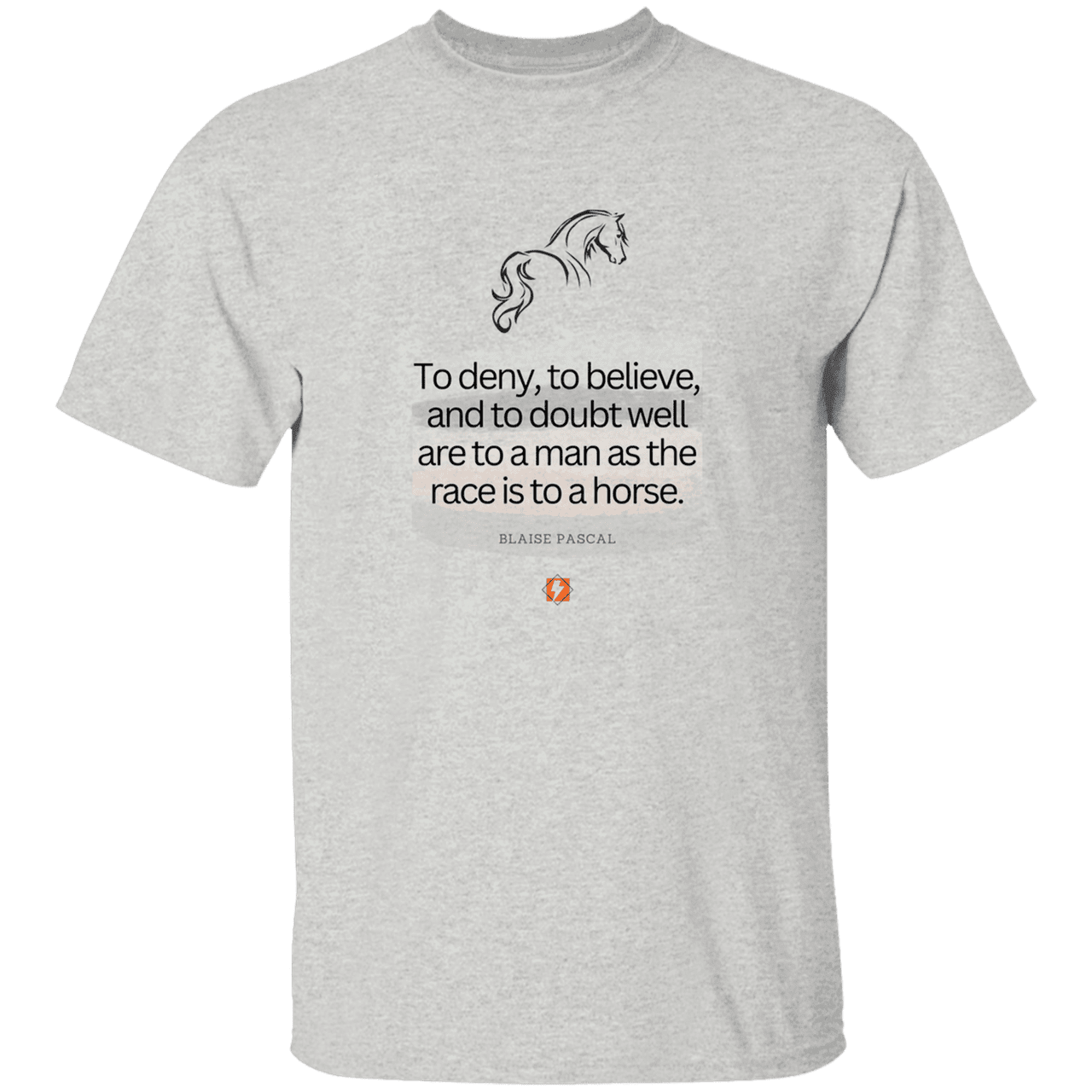 Men’s T-Shirt Heavyweight G500 with inspiring Pascal quote: BP114 - People's minds are like horses - Color: Ash