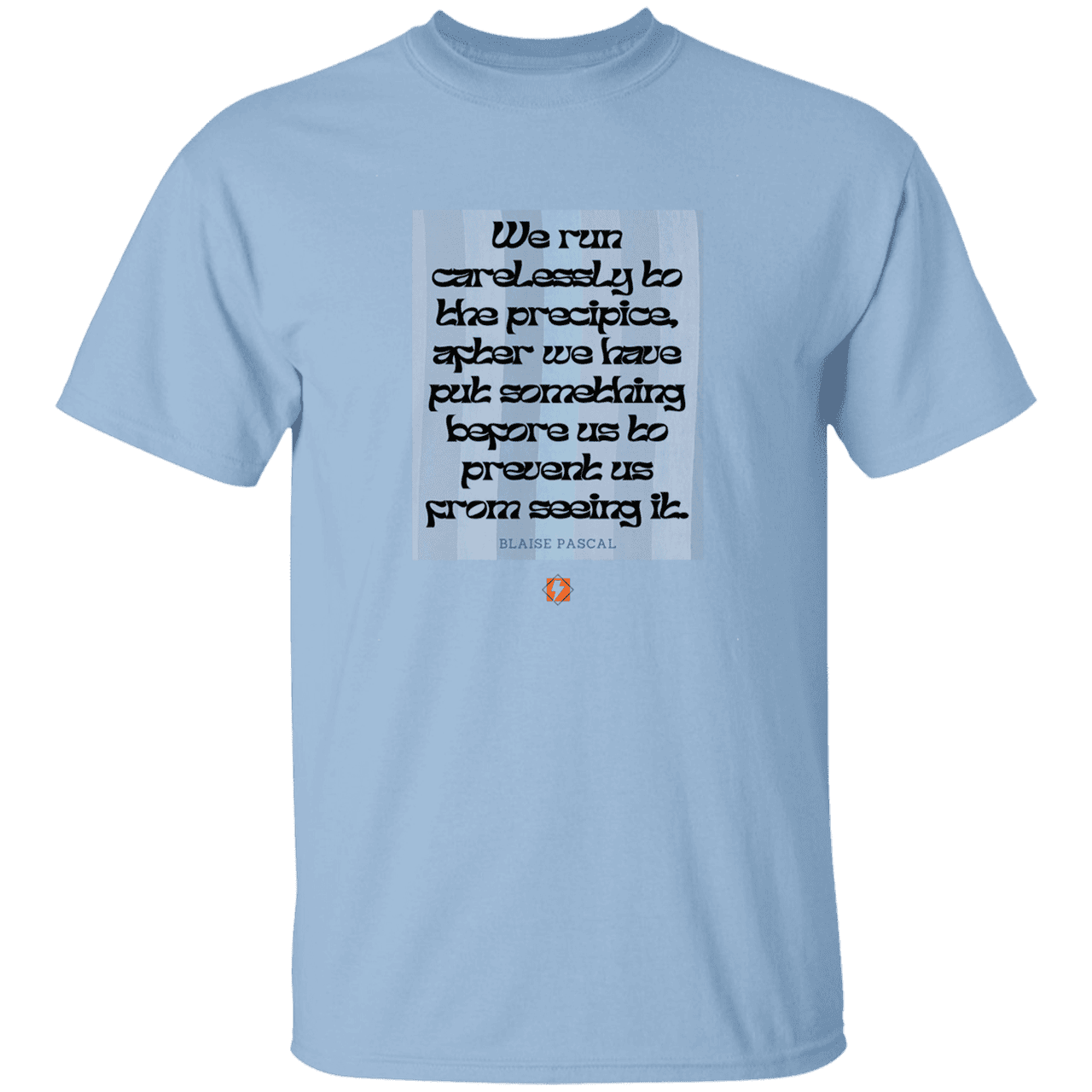 Men’s T-Shirt Heavyweight G500 with inspiring Pascal quote: BP117 - Making assumptions carry risks - Color: Light Blue