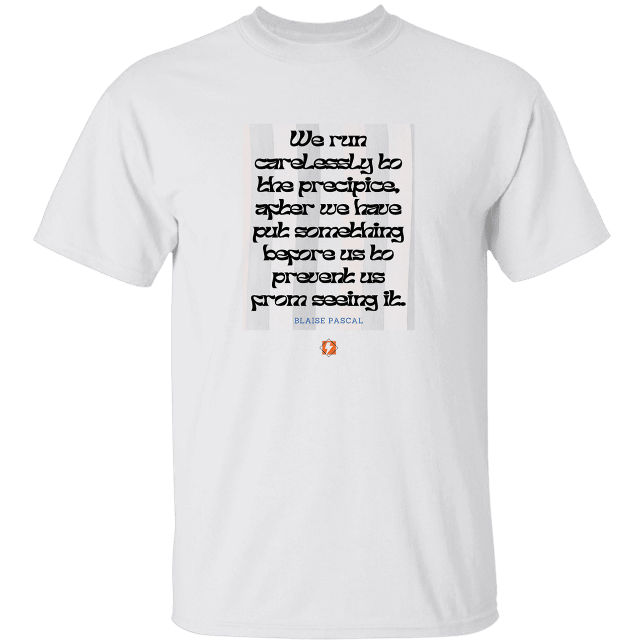 Men’s T-Shirt Heavyweight G500 with inspiring Pascal quote: BP117 - Making assumptions carry risks - Color: White