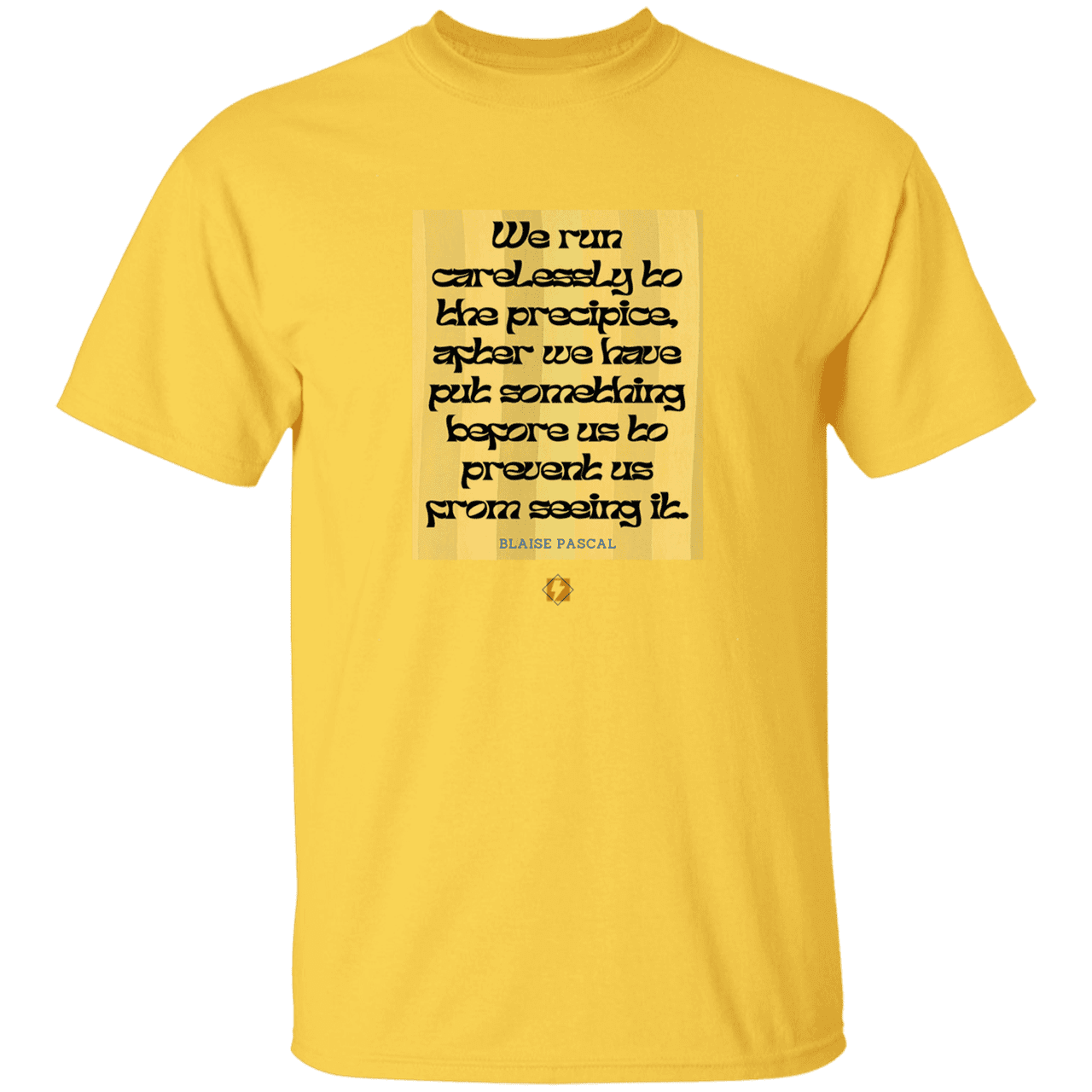 Men’s T-Shirt Heavyweight G500 with inspiring Pascal quote: BP117 - Making assumptions carry risks - Color: Daisy