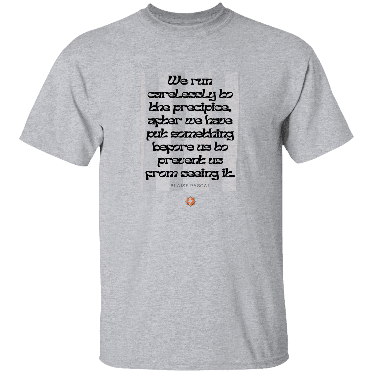 Men’s T-Shirt Heavyweight G500 with inspiring Pascal quote: BP117 - Making assumptions carry risks - Color: Sport Grey